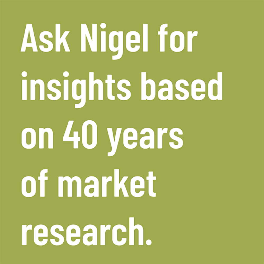 Ask Nigel for insights based on 40 years of market research.